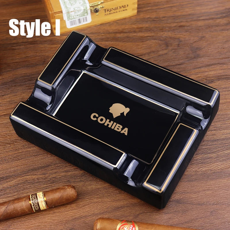 CIGARLOONG Cigar Ashtray Large Ceramic Ashtray Living Room Creative Personality 4 Slot Ashtray Holder cigar