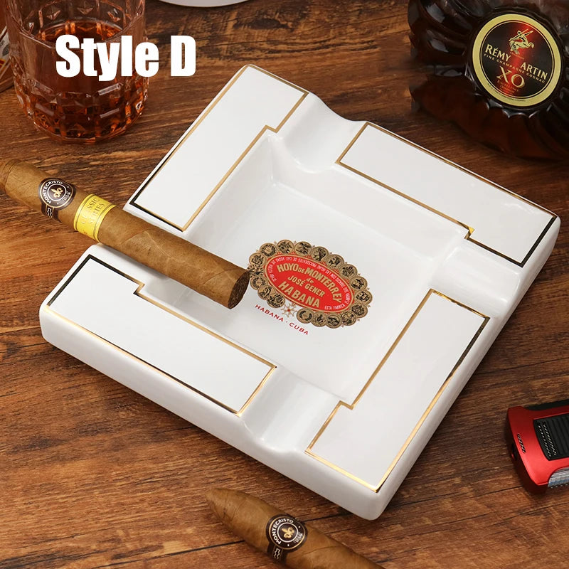 CIGARLOONG Cigar Ashtray Large Ceramic Ashtray Living Room Creative Personality 4 Slot Ashtray Holder cigar