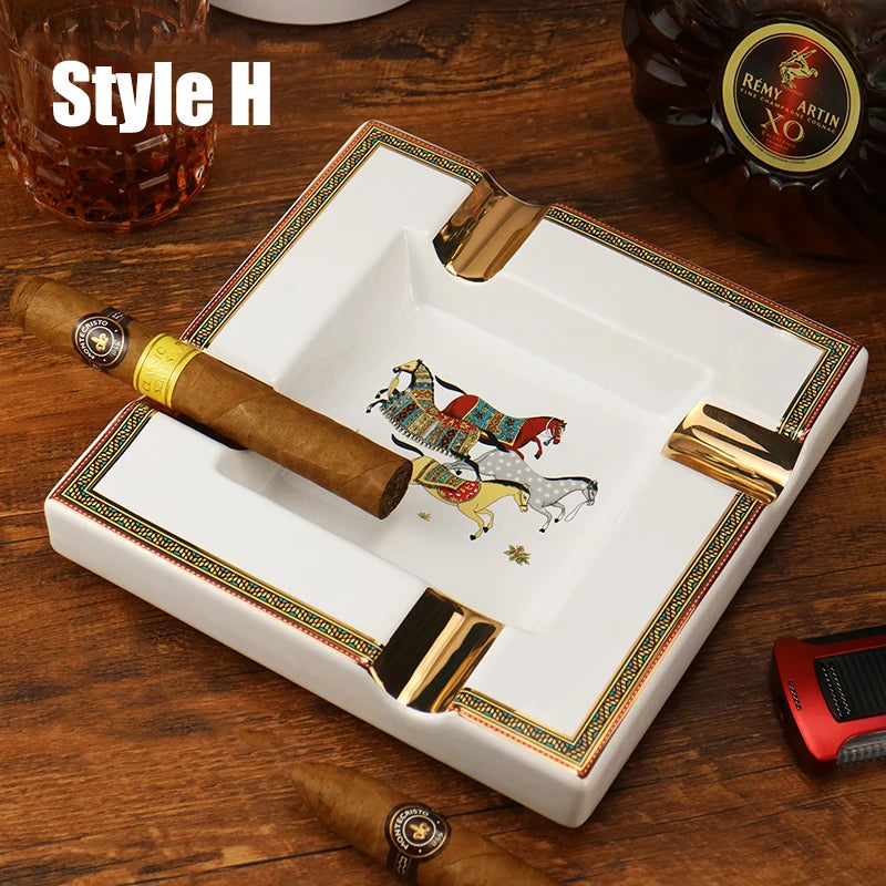 CIGARLOONG Cigar Ashtray Large Ceramic Ashtray Living Room Creative Personality 4 Slot Ashtray Holder cigar