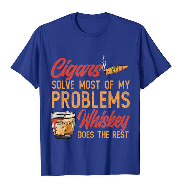 Cigar Smoker Cigar Lover Funny Whiskey Cigar T-Shirt For Men And Women.