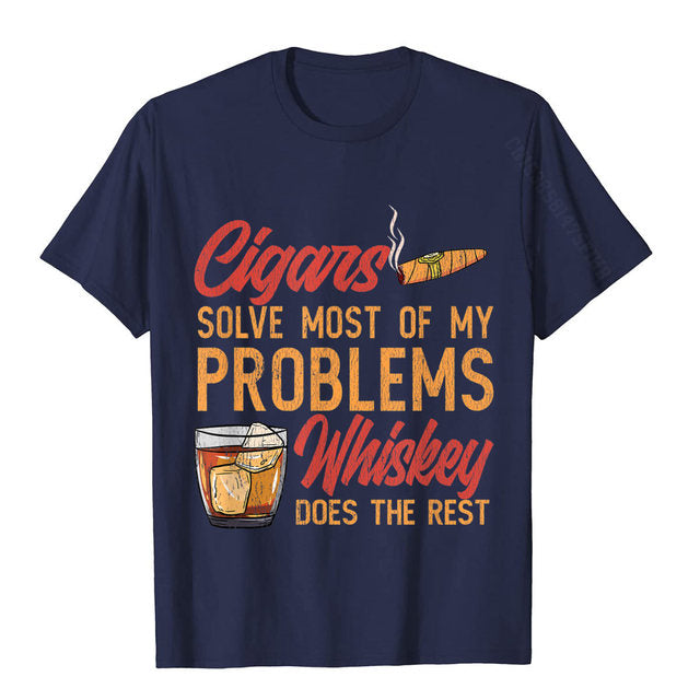 Cigar Smoker Cigar Lover Funny Whiskey Cigar T-Shirt For Men And Women.