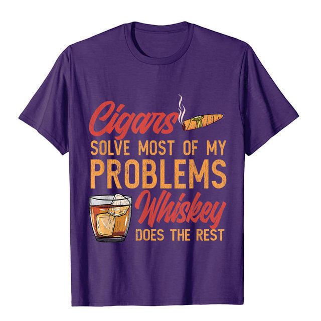 Cigar Smoker Cigar Lover Funny Whiskey Cigar T-Shirt For Men And Women.