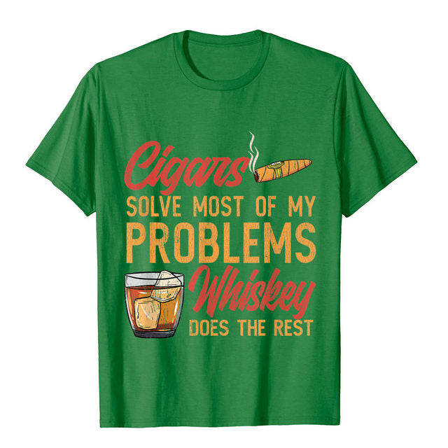 Cigar Smoker Cigar Lover Funny Whiskey Cigar T-Shirt For Men And Women.