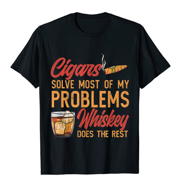 Cigar Smoker Cigar Lover Funny Whiskey Cigar T-Shirt For Men And Women.