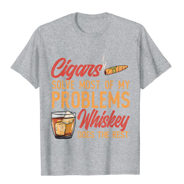 Cigar Smoker Cigar Lover Funny Whiskey Cigar T-Shirt For Men And Women.