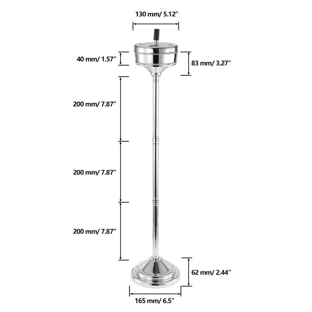 Adjustable Removeable Ashtray with Lid Floor Standing Stainless Steel Windproof Cigar Ashtrays Ash Tray for home, office, or businesses.