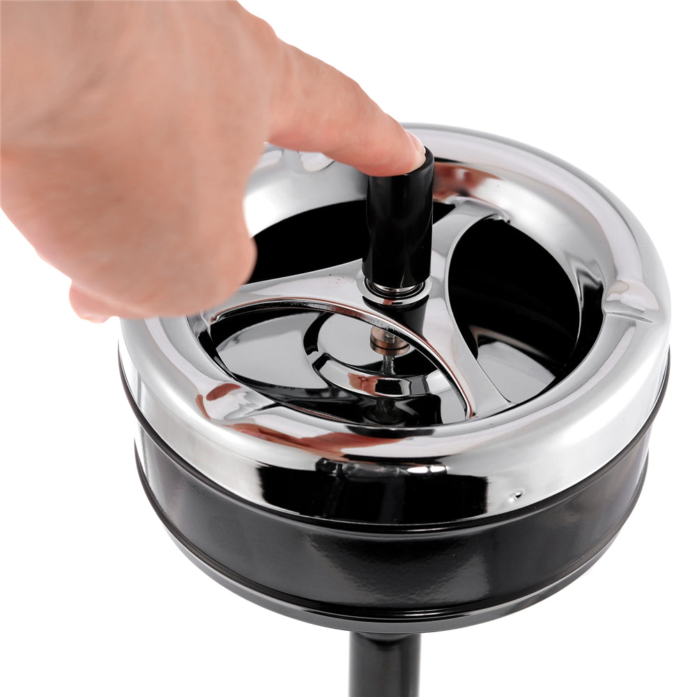 Adjustable Removeable Ashtray with Lid Floor Standing Stainless Steel Windproof Cigar Ashtrays Ash Tray for home, office, or businesses.