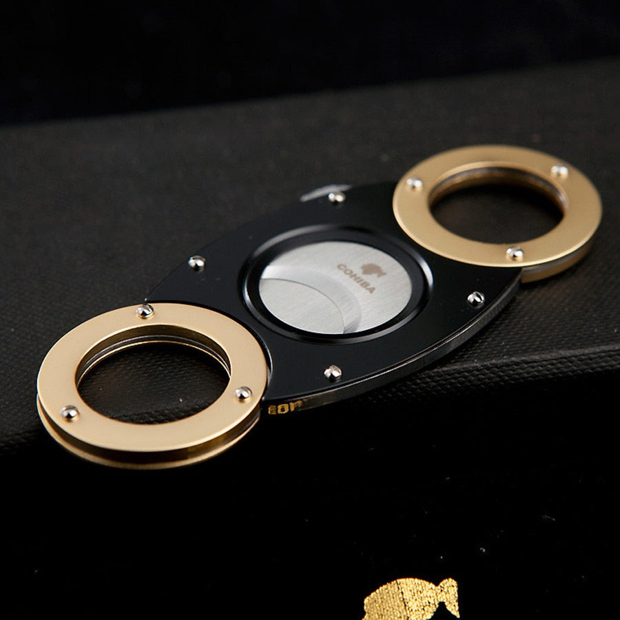 Cigar Cutter by COHIBA Black And Gold Double Bladed Stainless Steel Beautiful Cigar Cutter 356GA.