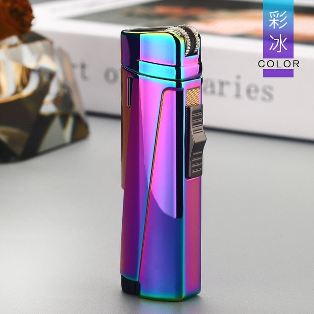 Beautiful Multi Color Jobon Metal Gas Flint Lighter Jet Butane Grinding Wheel Three Torch Turbo Cigar Lighter.