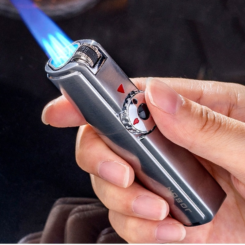 Jobon One Triple Torch Lighter Metal Windproof Gas Butane Jet Flint 3 Nozzles Turbo.