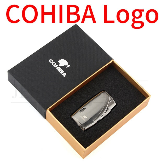 COHIBA Metal Cigar Lighter 2 Jet Torch Butane Gas Windproof pocket Size For Easy Travel.