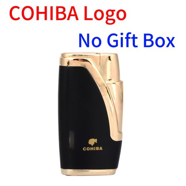 COHIBA Metal Cigar Lighter 2 Jet Torch Butane Gas Windproof pocket Size For Easy Travel.