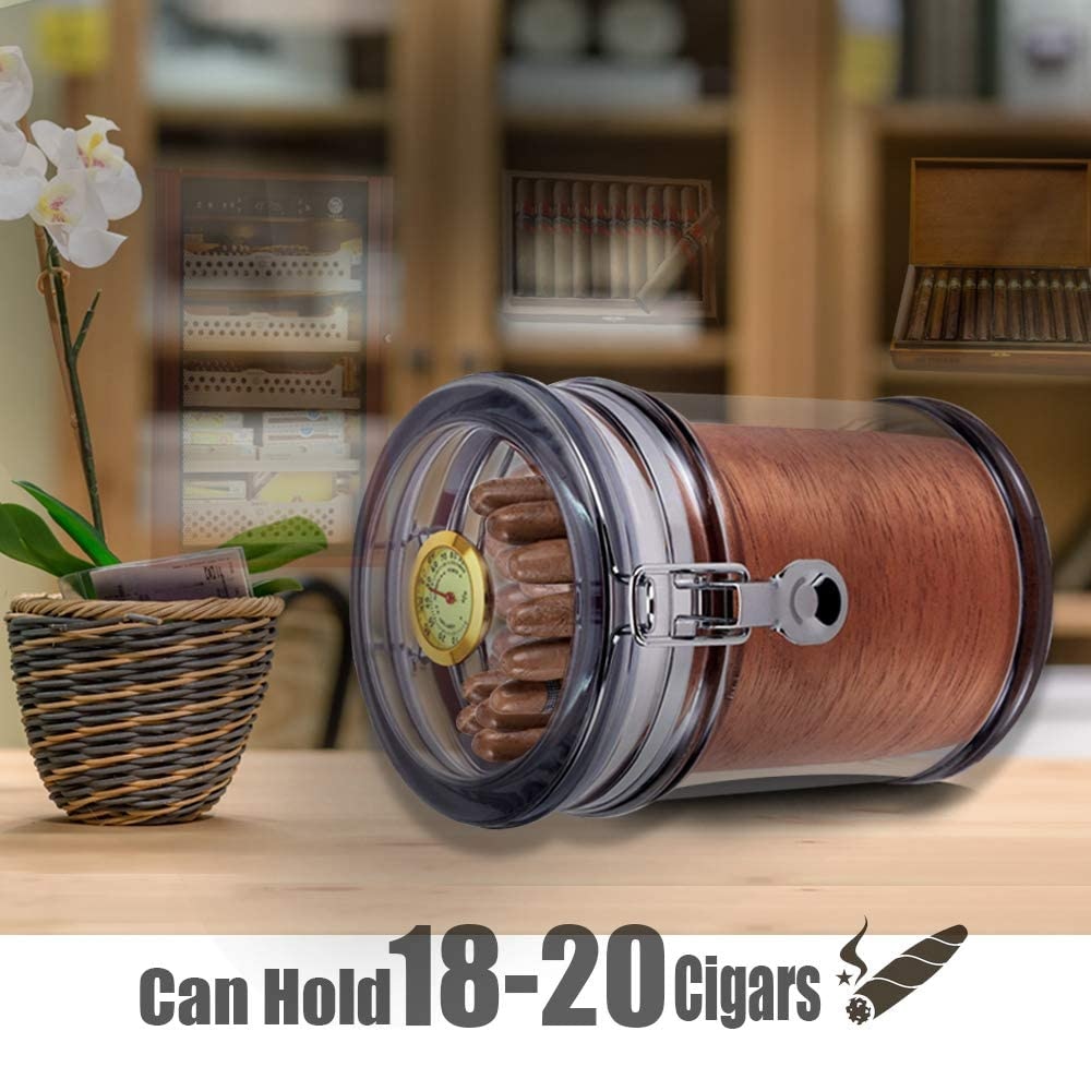 See Through Portable Acrylic Humidor Jar.