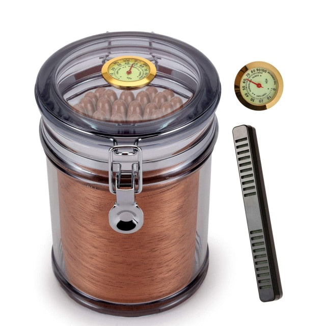 See Through Portable Acrylic Humidor Jar.