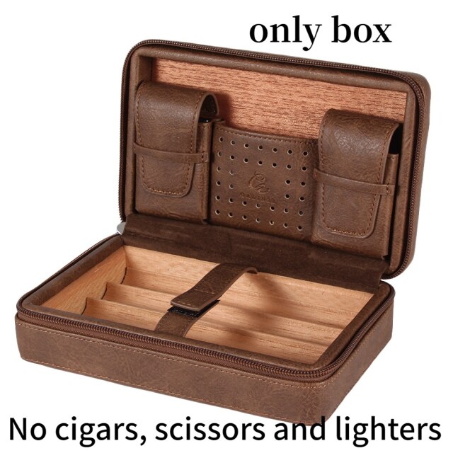 Cohiba new cigar box travel leather cigar box cedar interior Cohiba cigar Wallet cigar humidor torche lighters set.