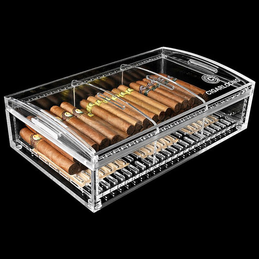 Humidor 370mm Large Capacity Transparent Acrylic Cigar Humidor Professional Maintenance Container Sealed Storage Box Gadget.