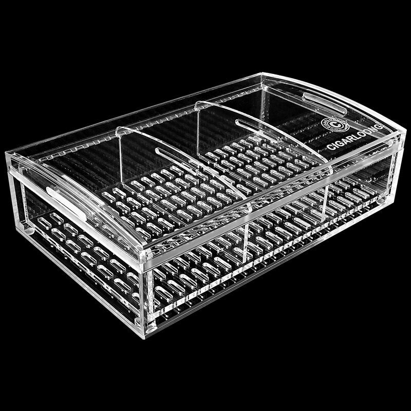 Humidor 370mm Large Capacity Transparent Acrylic Cigar Humidor Professional Maintenance Container Sealed Storage Box Gadget.