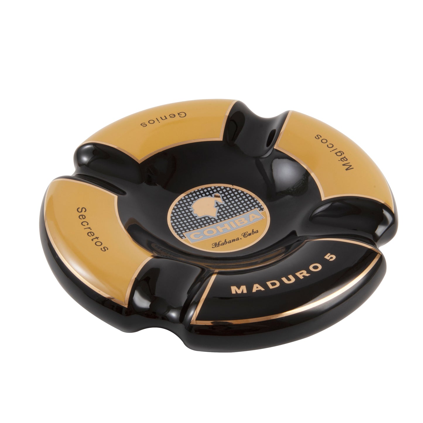 COHIBA Classic Round 4 Cigar Ashtray Holder Cohiba High-End China Ceramic Design From The Actual Cigar Label.