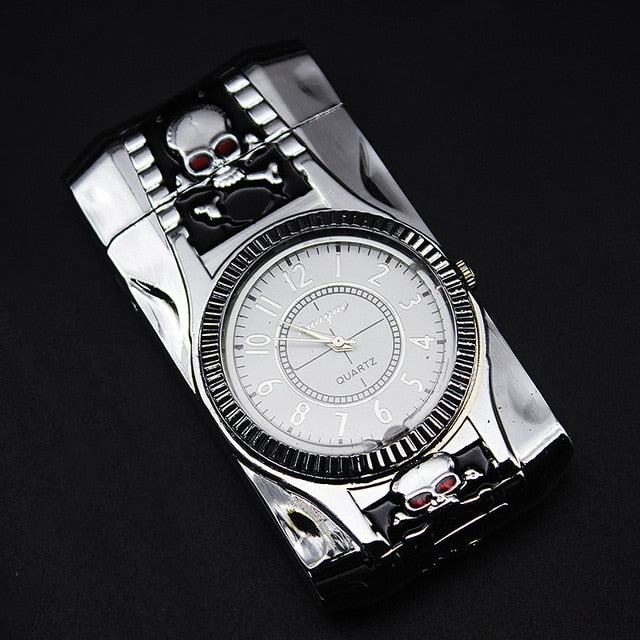 Butane Windproof Lighter Luxury Gold Watch LED Luminous Jet Turbine Gas Cigar Lighter Accessory.