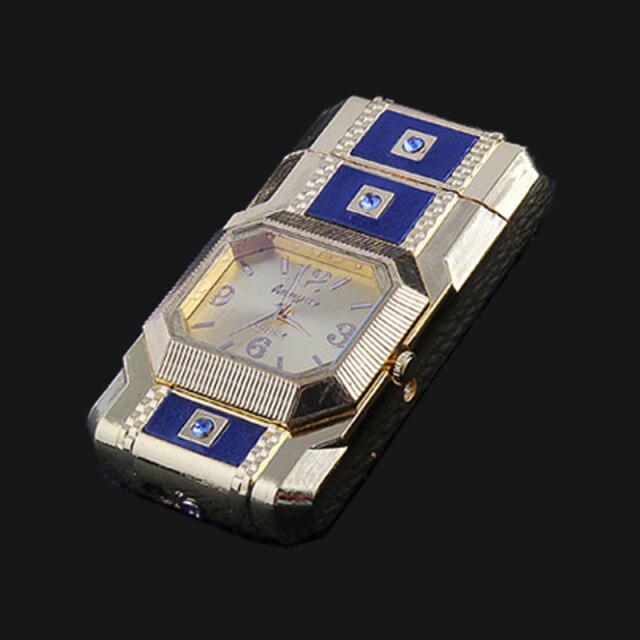 Butane Windproof Lighter Luxury Gold Watch LED Luminous Jet Turbine Gas Cigar Lighter Accessory.