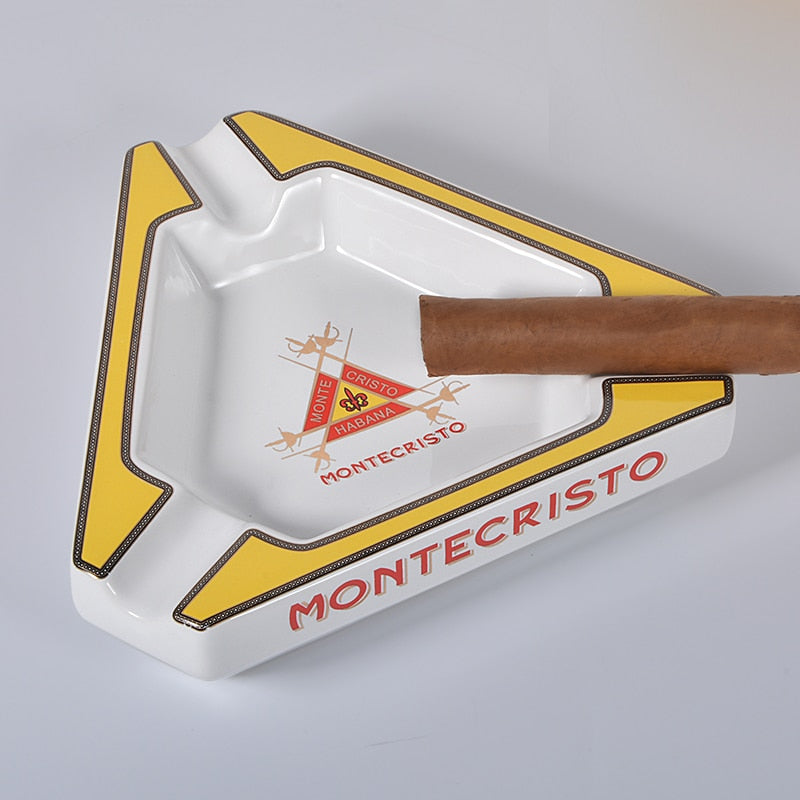 MONTECRISTO Cigar Astray Triangle Ceramic Cool Designs 3 Cigar Holder For Home Office Or Business Indoor Outdoor.