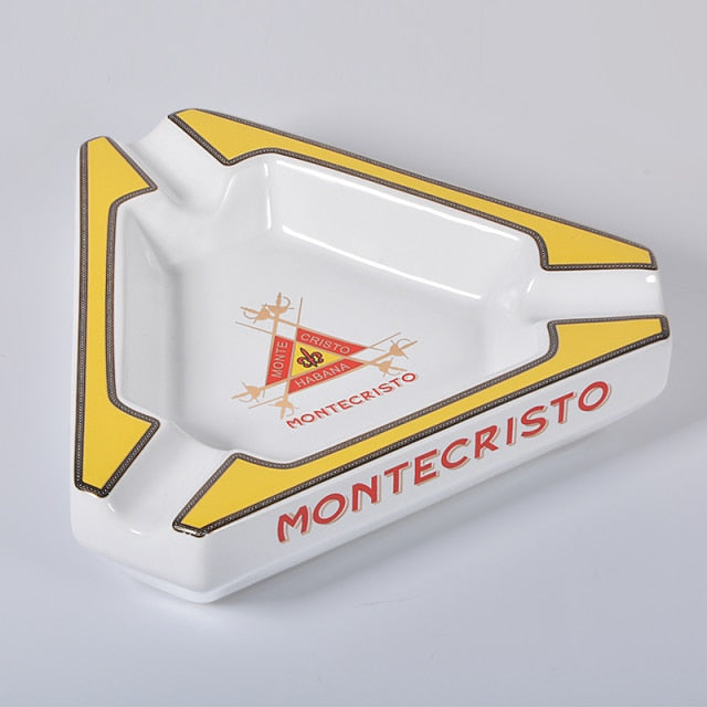 MONTECRISTO Cigar Astray Triangle Ceramic Cool Designs 3 Cigar Holder For Home Office Or Business Indoor Outdoor.