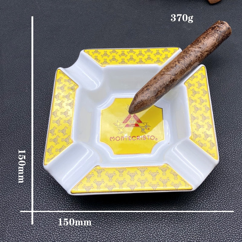 Heavy Duty 2021 High Quality Ceramic Montecristo Cigar Ashtray Home Office Or Business Classic 4-Slot Cigar Holder Ashtray.