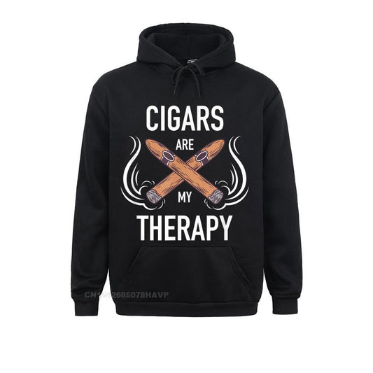 Hoodie Humor For Cigar Smokers "Cigars Are My Therapy" Anime Hoodie Custom Multi Colors And Sizes.