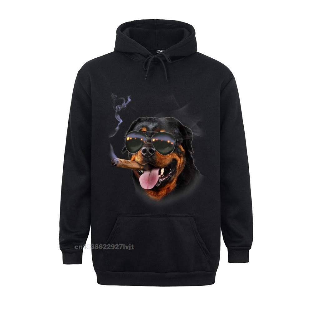 Cigar Hoodie Rottweiler With Cigar Wearing Aviator Sunglass Dog Cotton Hoodie Group Streetwear Custom Retro