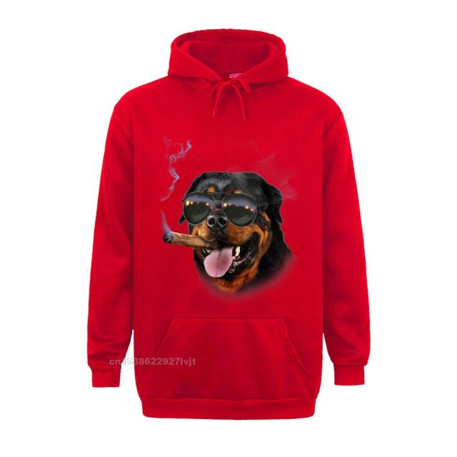 Cigar Hoodie Rottweiler With Cigar Wearing Aviator Sunglass Dog Cotton Hoodie Group Streetwear Custom Retro