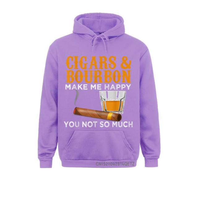 Cigar Hoodie Cozy Long Sleeve "Cigars And Bourbon" Funny Cigar Lover Gear For Men & Women Sportswear Multi Colors.