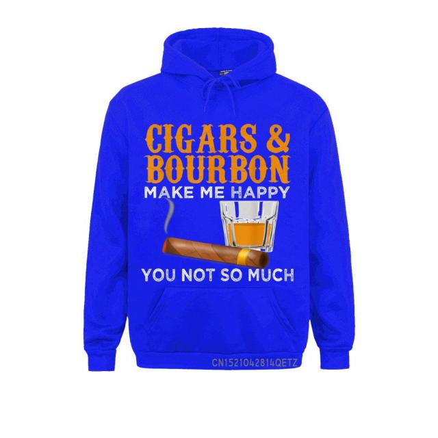 Cigar Hoodie Cozy Long Sleeve "Cigars And Bourbon" Funny Cigar Lover Gear For Men & Women Sportswear Multi Colors.