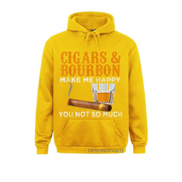 Cigar Hoodie Cozy Long Sleeve "Cigars And Bourbon" Funny Cigar Lover Gear For Men & Women Sportswear Multi Colors.