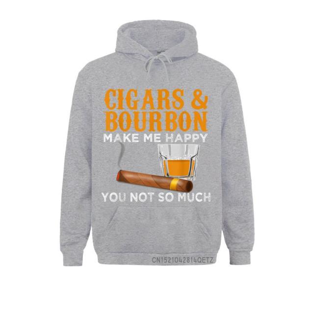 Cigar Hoodie Cozy Long Sleeve "Cigars And Bourbon" Funny Cigar Lover Gear For Men & Women Sportswear Multi Colors.