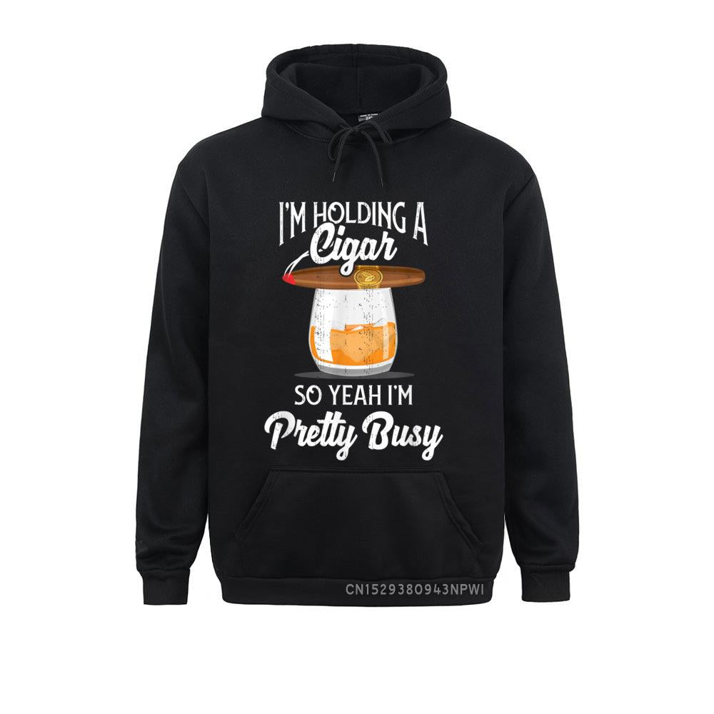 Hoodie Cigar Smoking Pullover Smoking And Drinking Hoodie For Men & Women Sportswear Design.