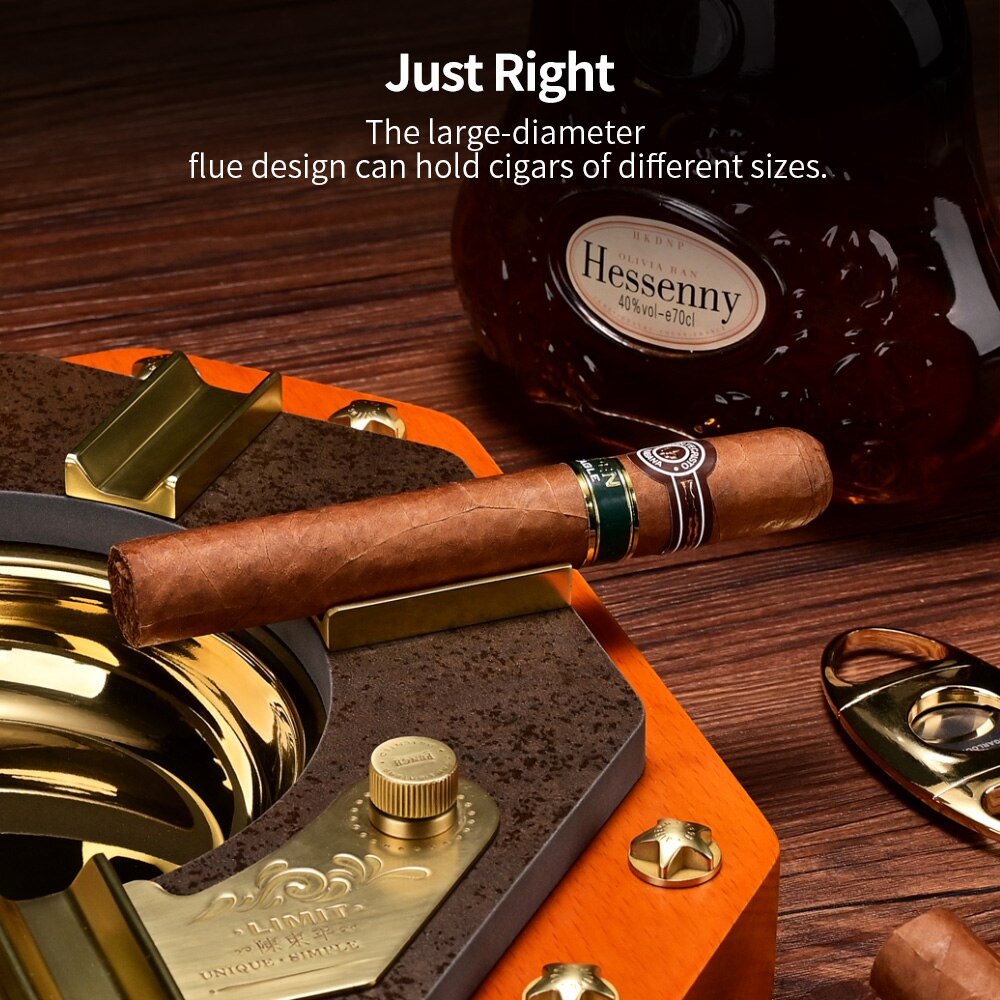 CIGARLOONG Luxury Cigar Ashtray Large Diameter Ashtray Creative Home Living Room Or Bar Multi-function Ashtray with Cigar Punch Drill