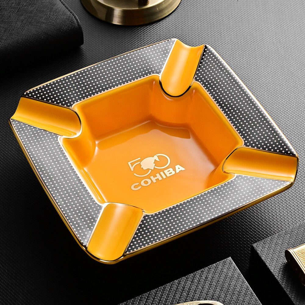 COHIBA cigar ashtray 4 cigar holder ceramic ashtray cigar ashtray large indoor outdoor ashtray with gift box CLG-21FB1