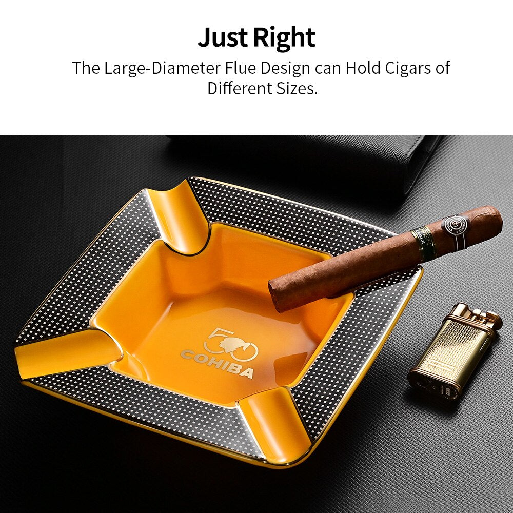 COHIBA cigar ashtray 4 cigar holder ceramic ashtray cigar ashtray large indoor outdoor ashtray with gift box CLG-21FB1