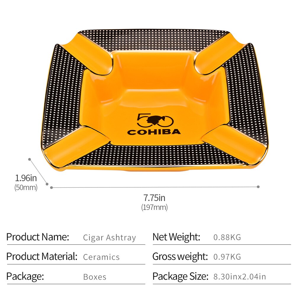 COHIBA cigar ashtray 4 cigar holder ceramic ashtray cigar ashtray large indoor outdoor ashtray with gift box CLG-21FB1