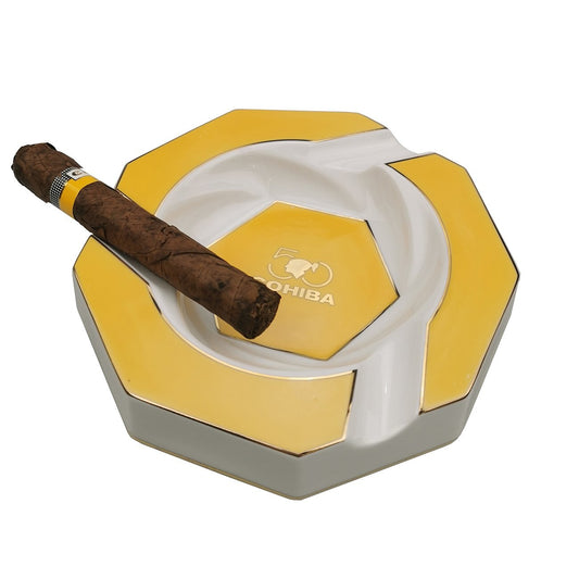 COHIBA Ceramic Cigar Ashtray Big Ashtrays for Large Cigars Outdoor Cigar Ashtray for Patio/Outside/Indoor Ashtray.