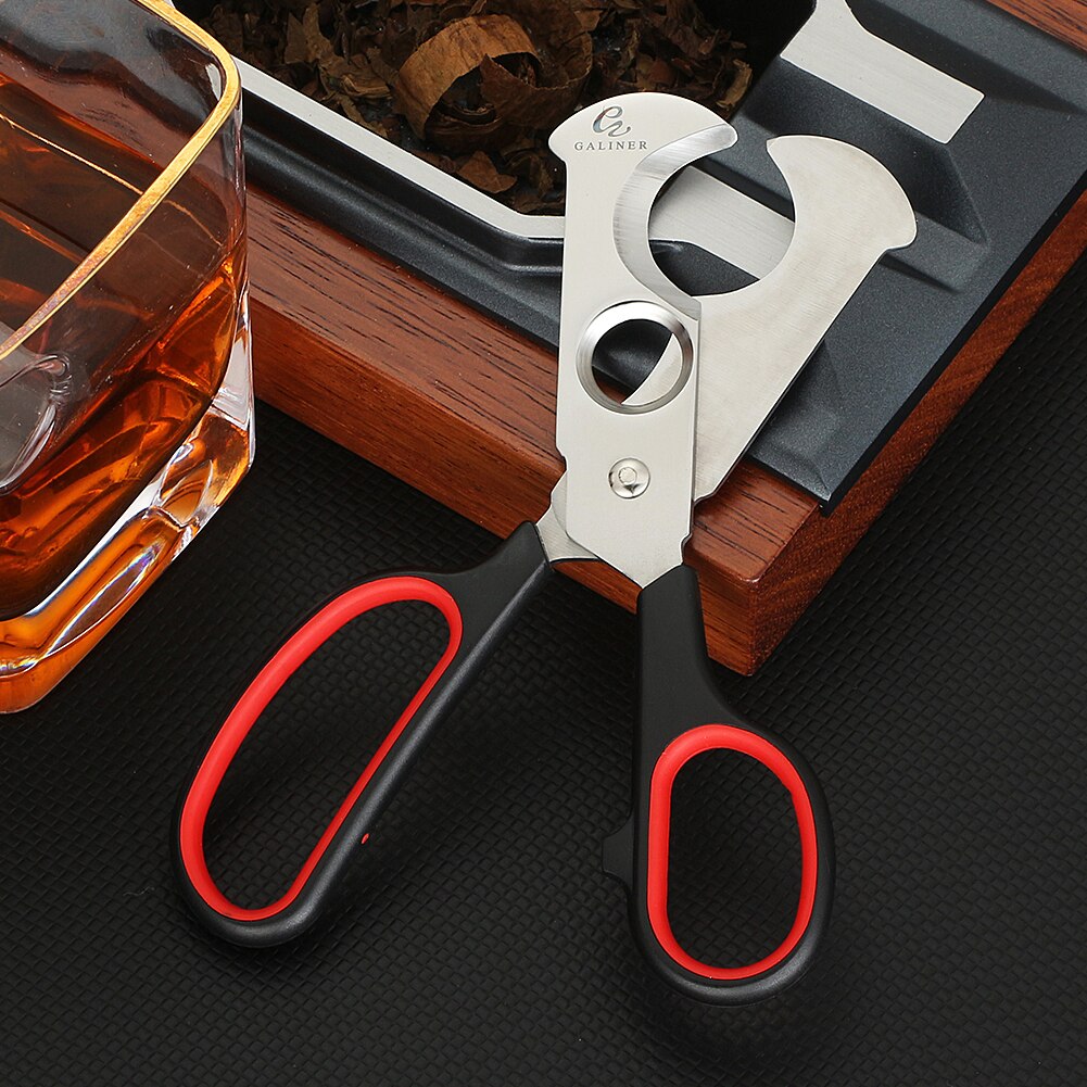 Galiner Cigar Cutter Portable Convenient Cigar Guillotine Metal Big Handle Cigar Scissors Cutter Knife Gift Box