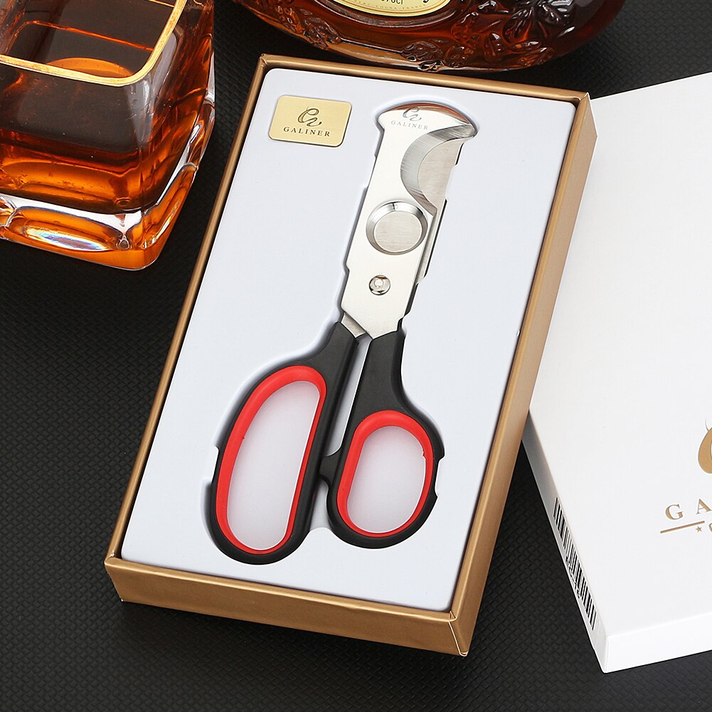 Galiner Cigar Cutter Portable Convenient Cigar Guillotine Metal Big Handle Cigar Scissors Cutter Knife Gift Box