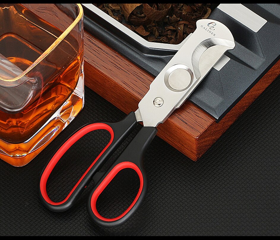 Galiner Cigar Cutter Portable Convenient Cigar Guillotine Metal Big Handle Cigar Scissors Cutter Knife Gift Box