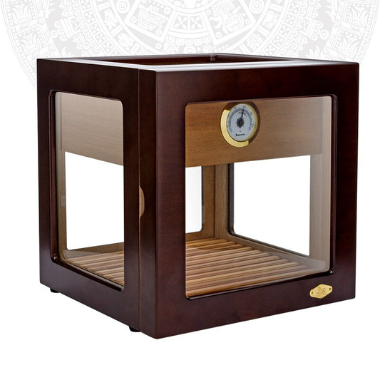 Large Cigar Box Display Box Humidor Glass Side for 50 Cigars with Cigar Hygrometer &amp; Humidifier Wooden Cigar Humidor CH-020