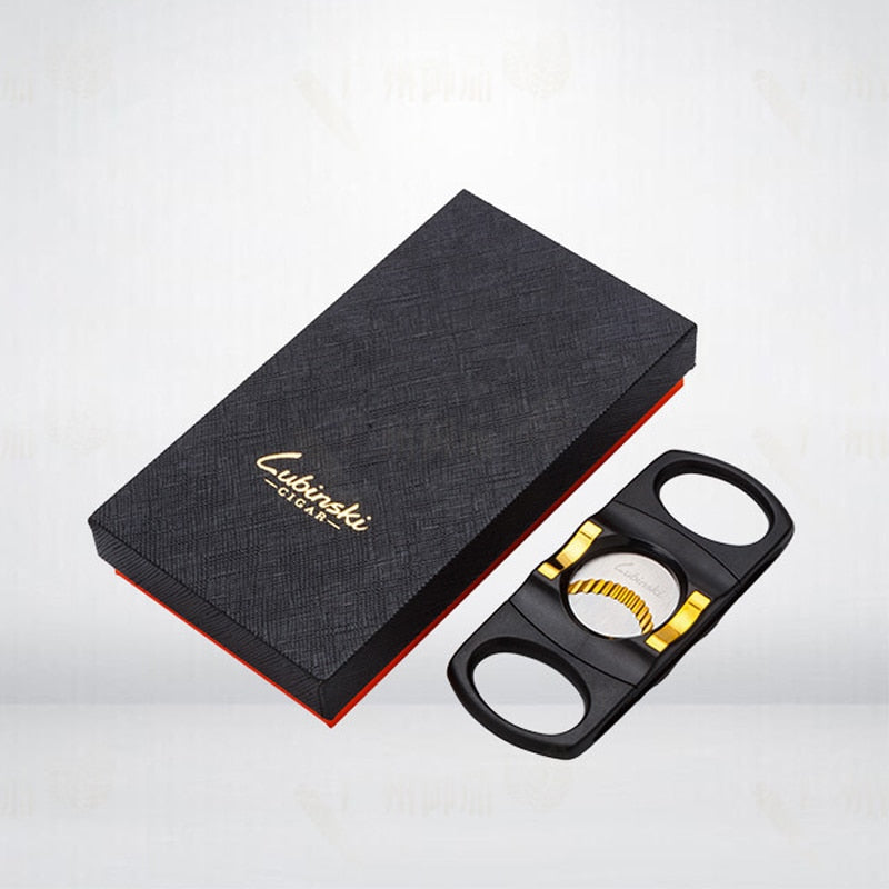 Black Stainless Steel Cigar Cutter Big Ring Sawtooth Hole Scissor Dual Sharp Portable Accessory For All Cigars.