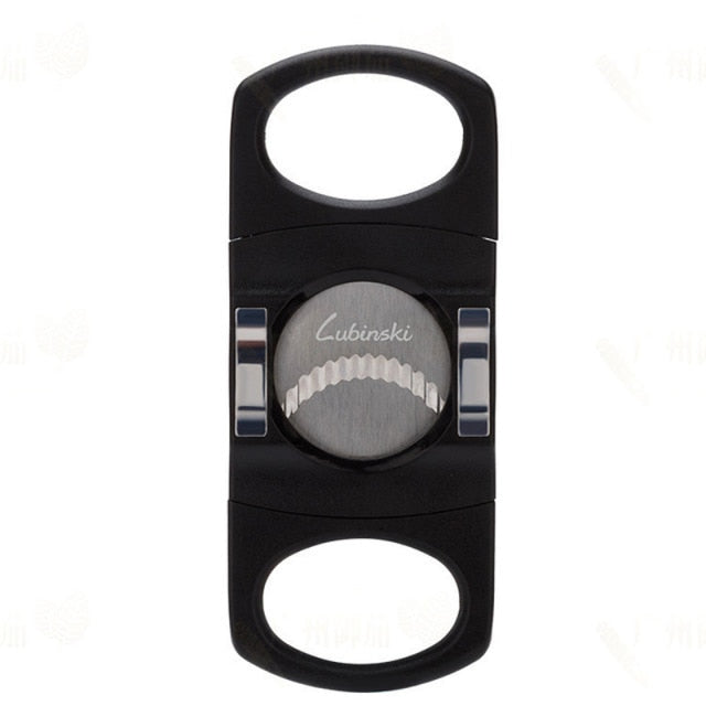 Black Stainless Steel Cigar Cutter Big Ring Sawtooth Hole Scissor Dual Sharp Portable Accessory For All Cigars.