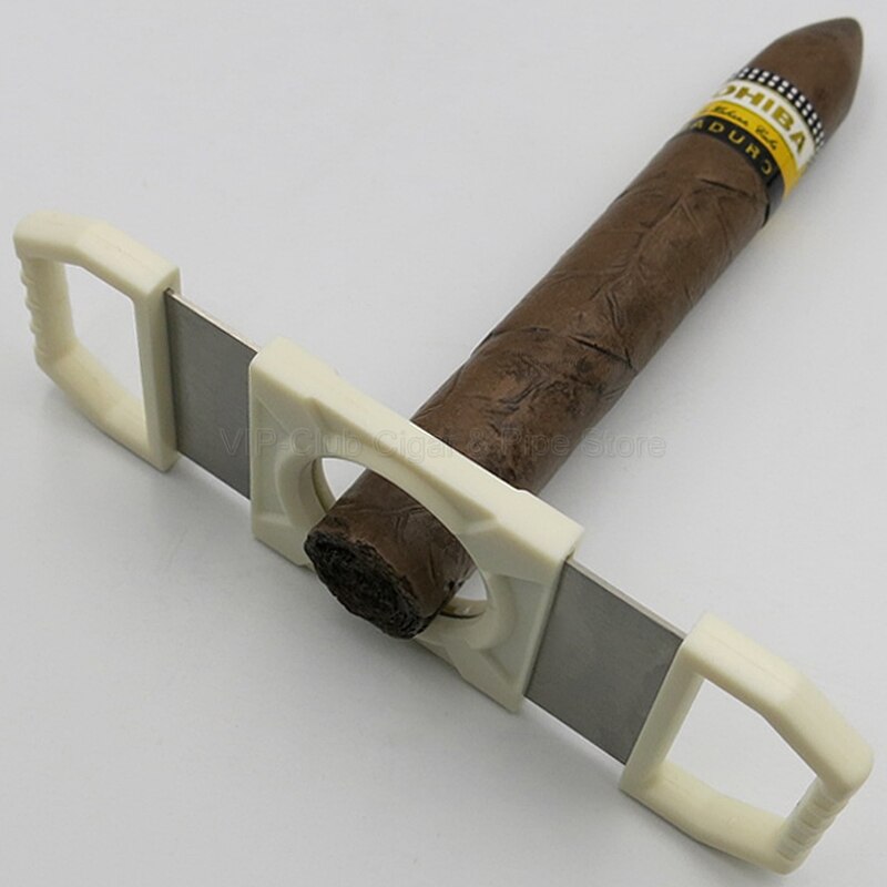 COHIBA Stainless Steel Black And White Cigar Cutters Big Ring Gauge Smooth Very Sharp Metal Blades.