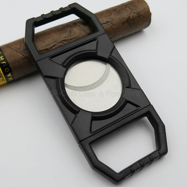 COHIBA Stainless Steel Black And White Cigar Cutters Big Ring Gauge Smooth Very Sharp Metal Blades.