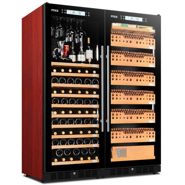 Humidor Large FUKE cigar cabinet led light humidor Wine cabinet display large Cedar Wood Cigar Cooler cigar wine cabinet FK-168CWS1